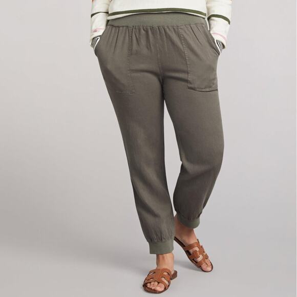 Faherty Arlie Day Pant SIZE M Surplus Green Linen Blend Pull-On Jogger - Picture 1 of 10